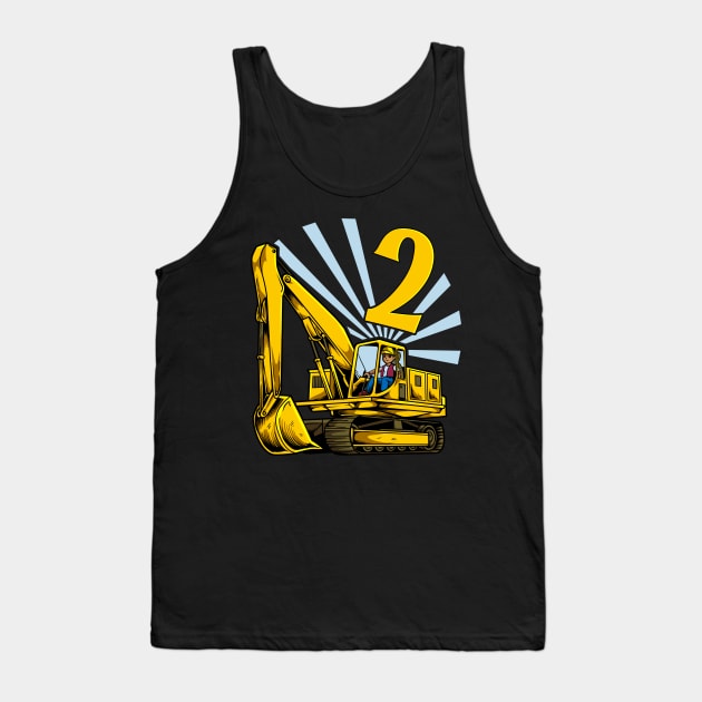 Excavator 2 year old birthday Tank Top by Modern Medieval Design